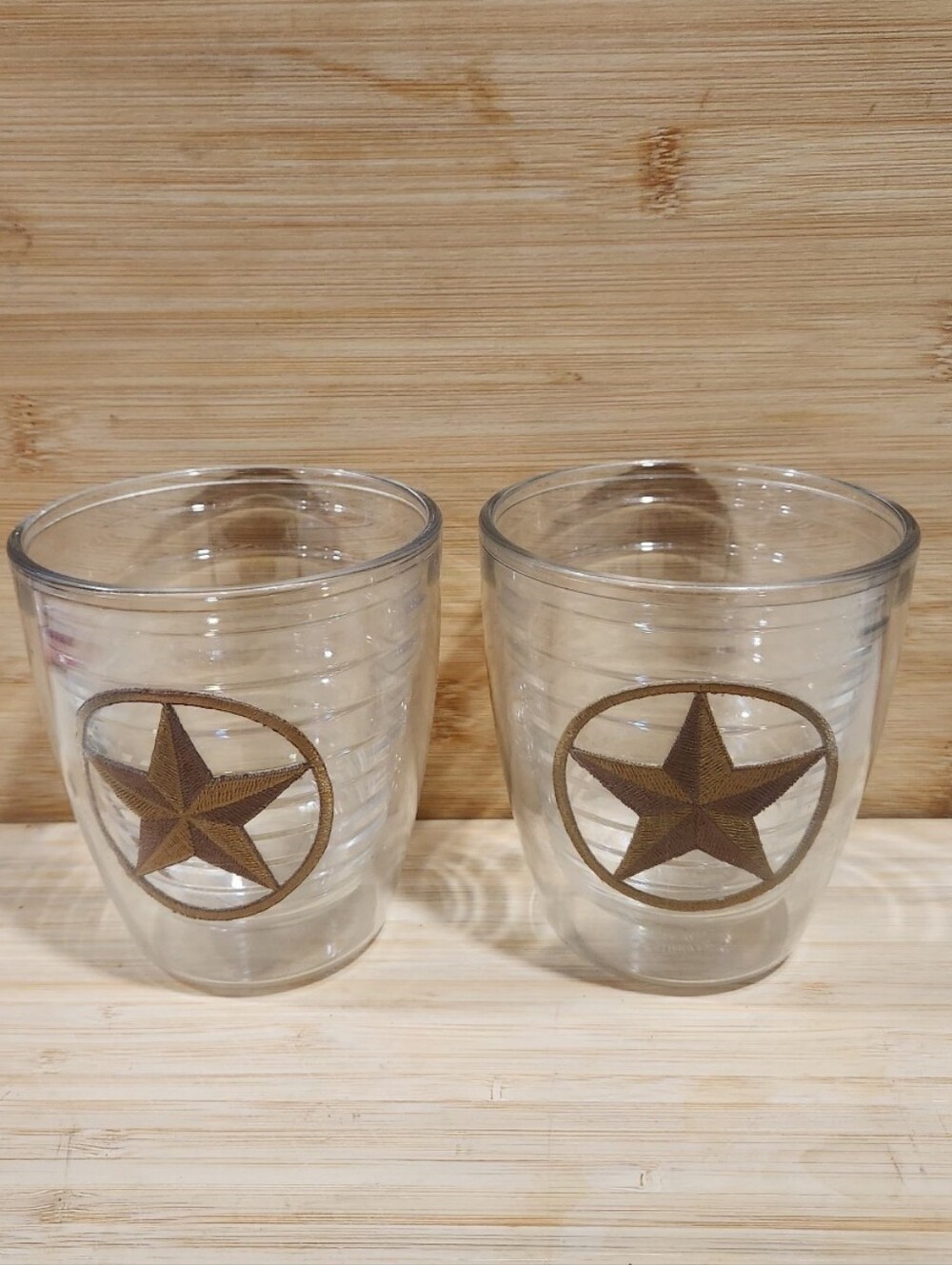 Vintage Tervis 12oz Texas Star Tumbler Set of 2 Clear Insulated Plastic Cups